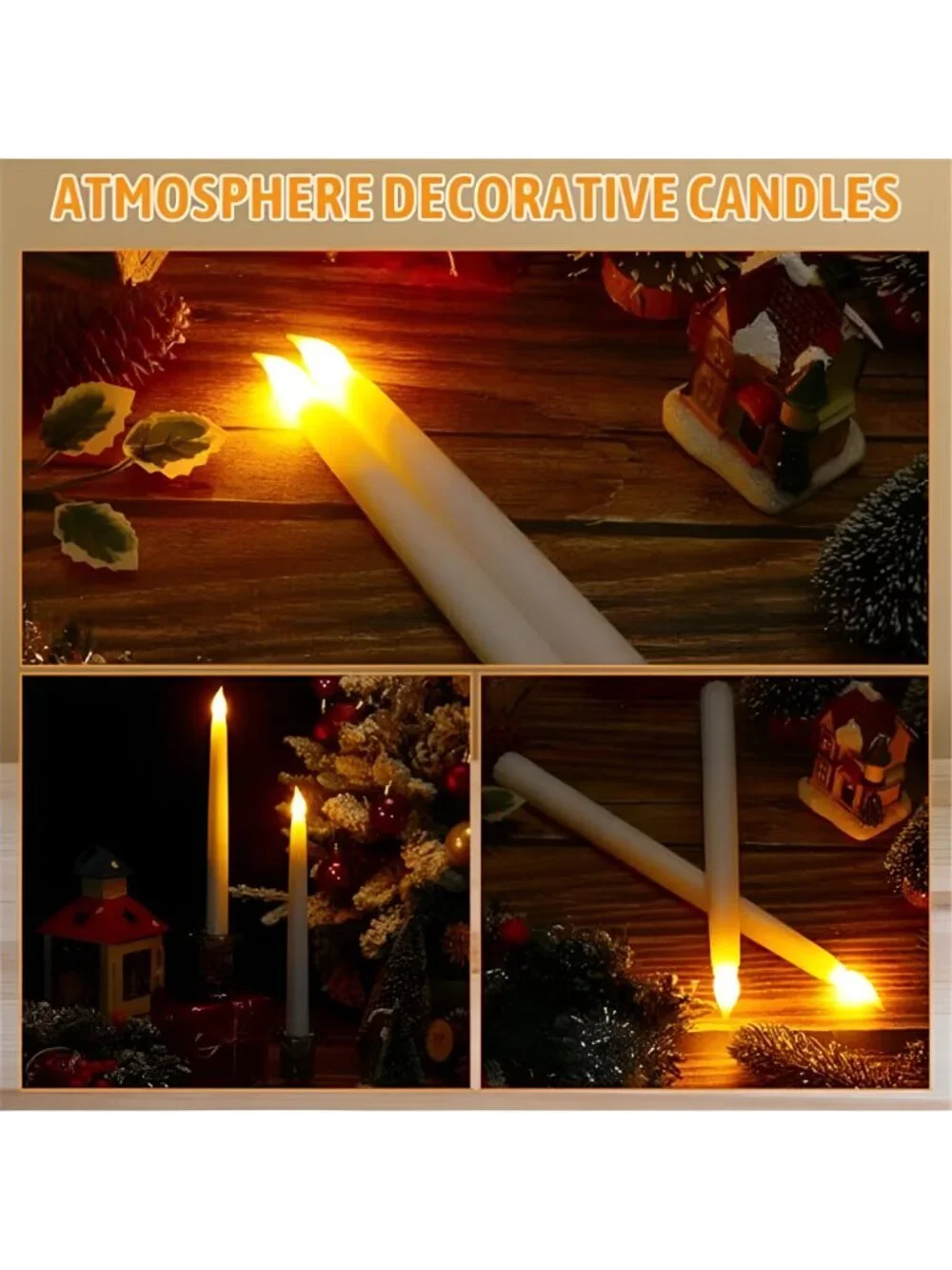 50 Pcs 9.7 Inch White LED Flameless Taper Candles Bulk